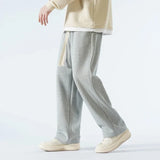 New Men's Casual Pants Wide Leg Straight 65% Cotton Fabric Outdoor Sweatpants Neutral High-quality Soft Long Baggy Trousers