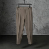 New Fashion Male Suit Pants Light Luxury Draped Cropped Button-down Business Casual Pants Premium Slim-fit Elegant Dress Trouser