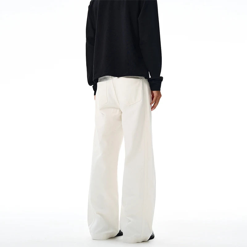 100% Cotton Men's Loose Casual Pants Autumn New Fashion Comfortable Wide-leg Oversized Trousers Streetwear White Khaki Black