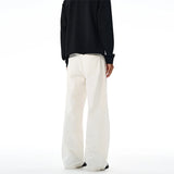 100% Cotton Men's Loose Casual Pants Autumn New Fashion Comfortable Wide-leg Oversized Trousers Streetwear White Khaki Black