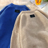 Solid Sweaters Men Autumn Loose Casual Textured Youthful Knitwear Retro Fashion American Style Slouchy Simple Daily Pullovers