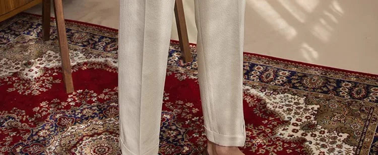 Light Luxury Men's Naples Draped Suit Pants Casual Solid Color Straight Premium Quality Dress Pants Wedding Banquet Business