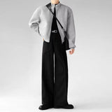 Korean Elegant Pants Fake Pocket Decoration Wide-leg Pants Autumn New American Style Design Sense Spliced Straight Suit Trousers