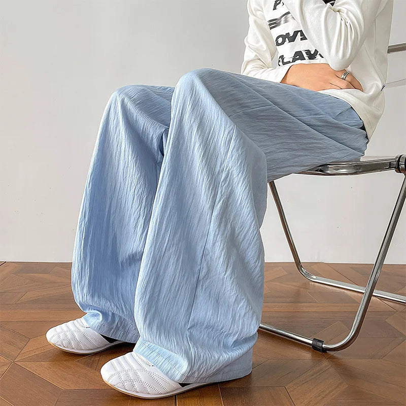 Summer Black Casual Pants Men Fashion Oversized Wide Leg Pants Men Streetwear Hip-hop Loose White Pants Mens Trousers M-3XL