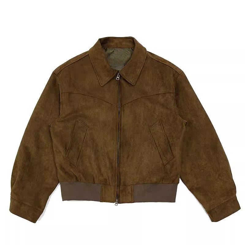 New Trendy Men Jacket Autumn Casual Textured High Street Dual Zippers Long Sleeve Coat Hong Kong Style Flight Short Jacket L-4XL