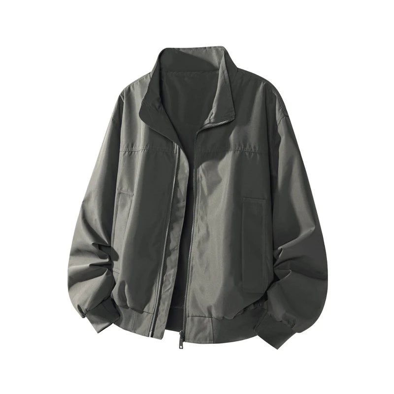 Stand Jacket mens dproof Lightweight Thin Short Biker Style Motorcycle Jacket Solid Classic Autumn coat fall  Fashion Casual