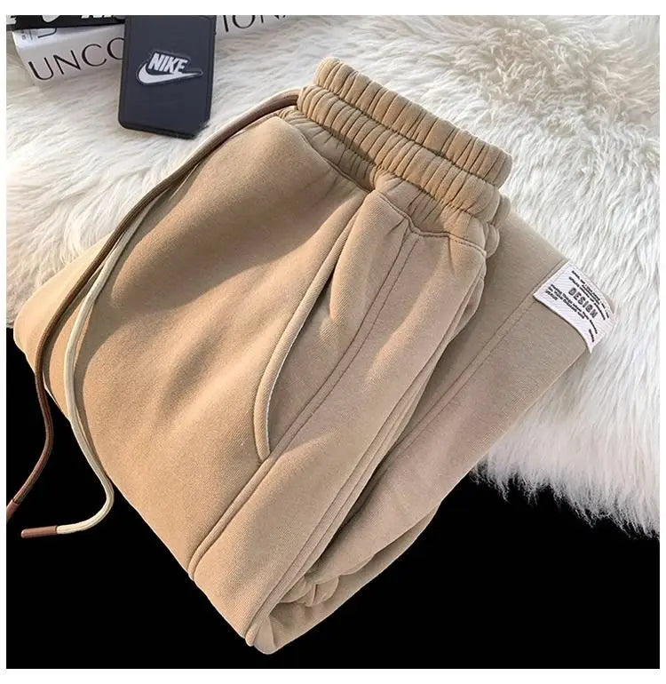 Korean style autumn and winter men and women street personality loose wide leg bound sports pants couple simple casual pants