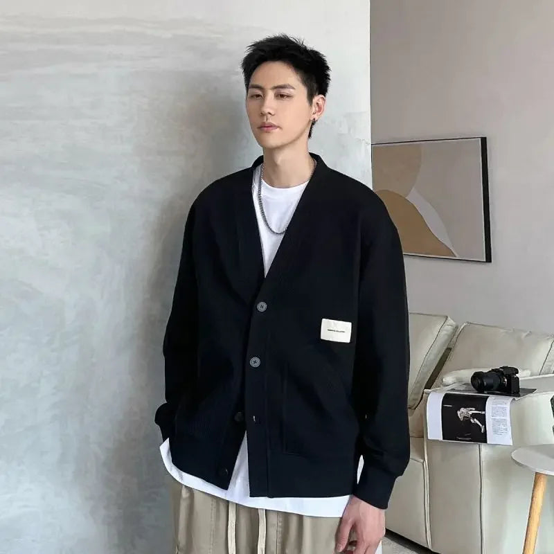 Autumnr and Winter Knitted Cardigan Male Korean Popular Clothes Men's Sweaters New In Y2k Jumpers Cashmere Long Sleeve Jackets