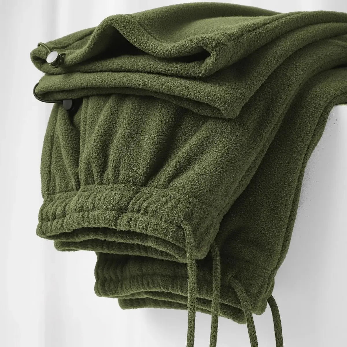 Double-sided Fleece! Retro Military Green Straight-leg Pants Women Loose Thickened Warm Drawstring Casual Wide-leg Pants Men