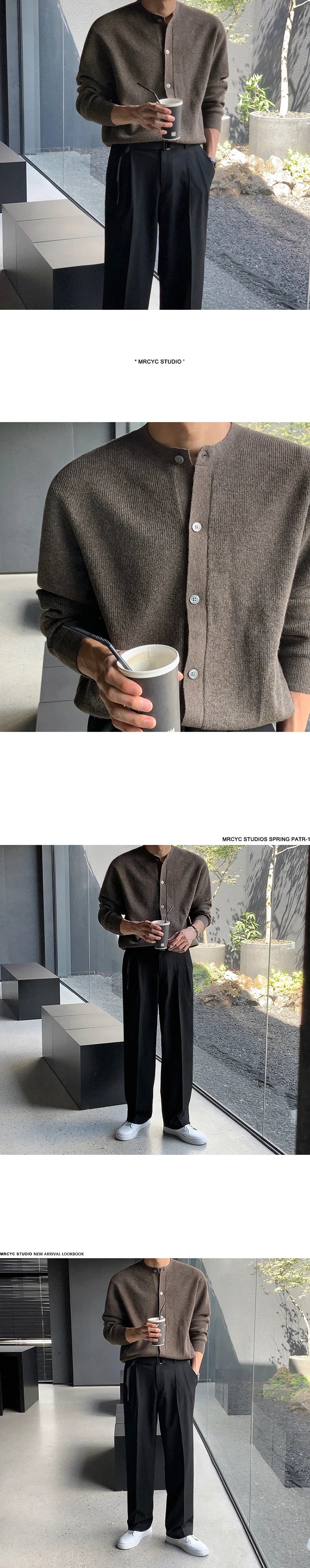 Men Autumn and Winter Knitted Cardigan Long-sleeved Sweater, Fashionable Single-breasted, Advanced Sense, Pure Color, Loose Coat