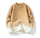 Korean Gradient Knitwear Loose Chunky Twist Knit Pullover 2024 New Round Neck Sweater Autumn Winter Warm Couple Tops