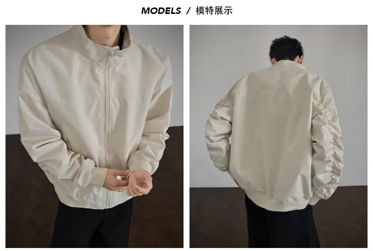 Stand Jacket mens dproof Lightweight Thin Short Biker Style Motorcycle Jacket Solid Classic Autumn coat fall  Fashion Casual