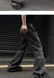 American autumn high street straight leg jeans for men and women trendy hiphop retro personality loose and wide leg casual pants