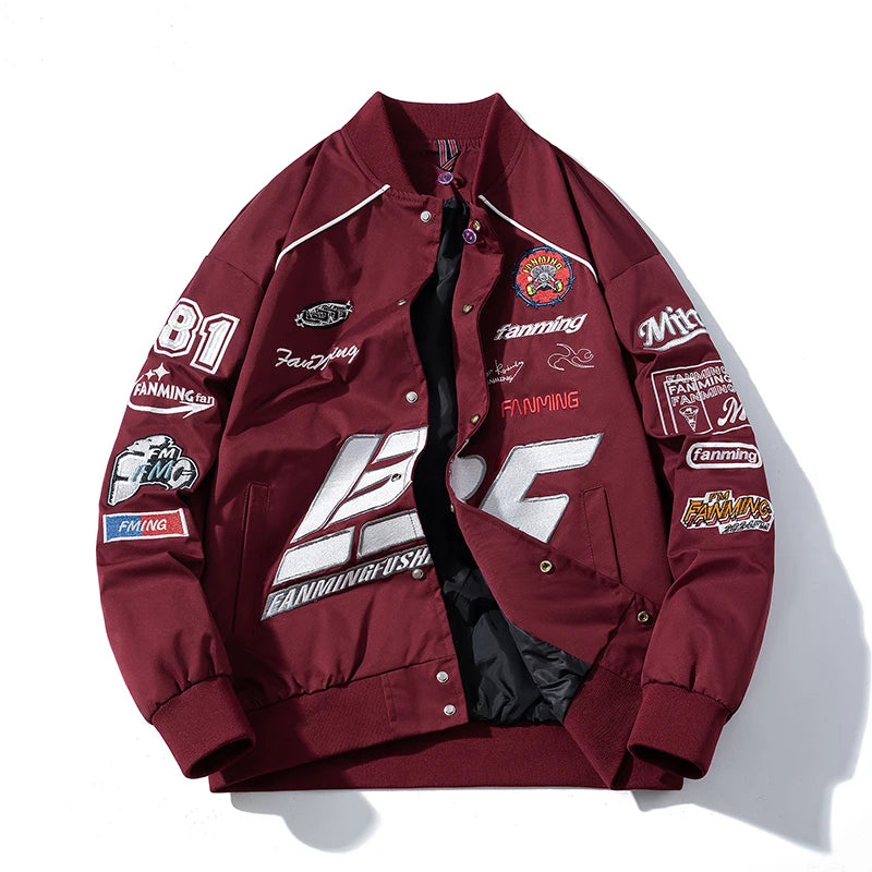 Autumn Winter Varsity Jacket Men Letter Embroidery Motorcycle Jacket Women Fashion Hooded Parkas American Baseball Coat Button