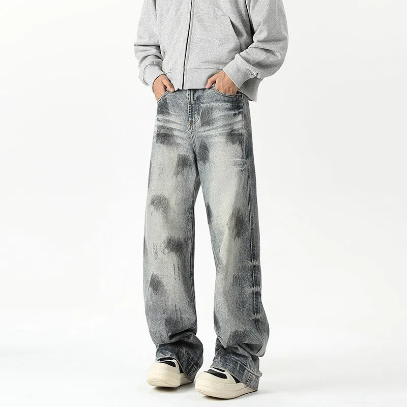 Autumn Jeans Men's New Denim Pants wash jeans New Fashion High Quality Washed Male Jeans Loose Wide Leg Trousers Straight