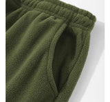 Double-sided Fleece! Retro Military Green Straight-leg Pants Women Loose Thickened Warm Drawstring Casual Wide-leg Pants Men