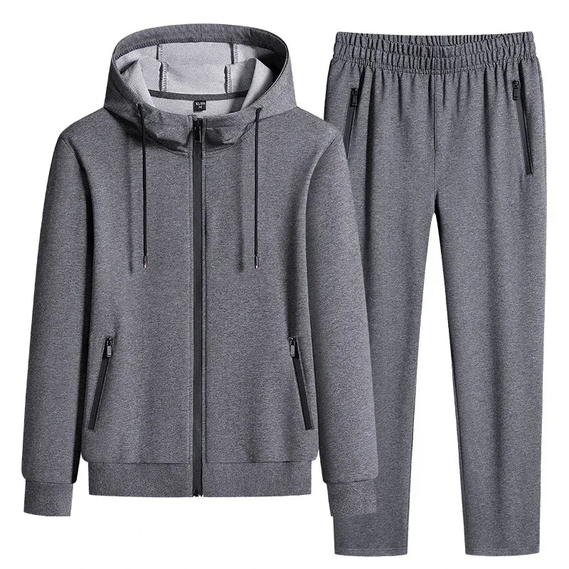 Male 2 Pieces Sweatshirt + Sweatpants Suit 8XL Plus Size New Spring Autumn Clothing Hooded Men Sportswear Sets Casual Pants