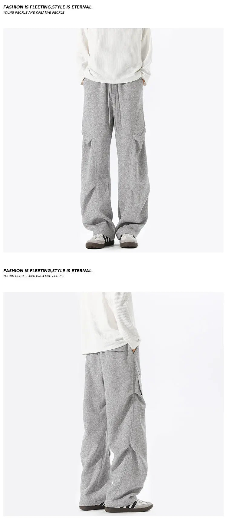 Mens Casual Pants Loose Fit Joggers Patchwork Pleated Trousers Trendy Elastic Waist Outdoor Sports Streetwear Hip Hop Trousers