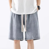 Men New Casual Shorts Male Summer Fashion Straight Leg Five Quarter Loose Fit Denim Pants High Street Wide Leg Baggy Pants