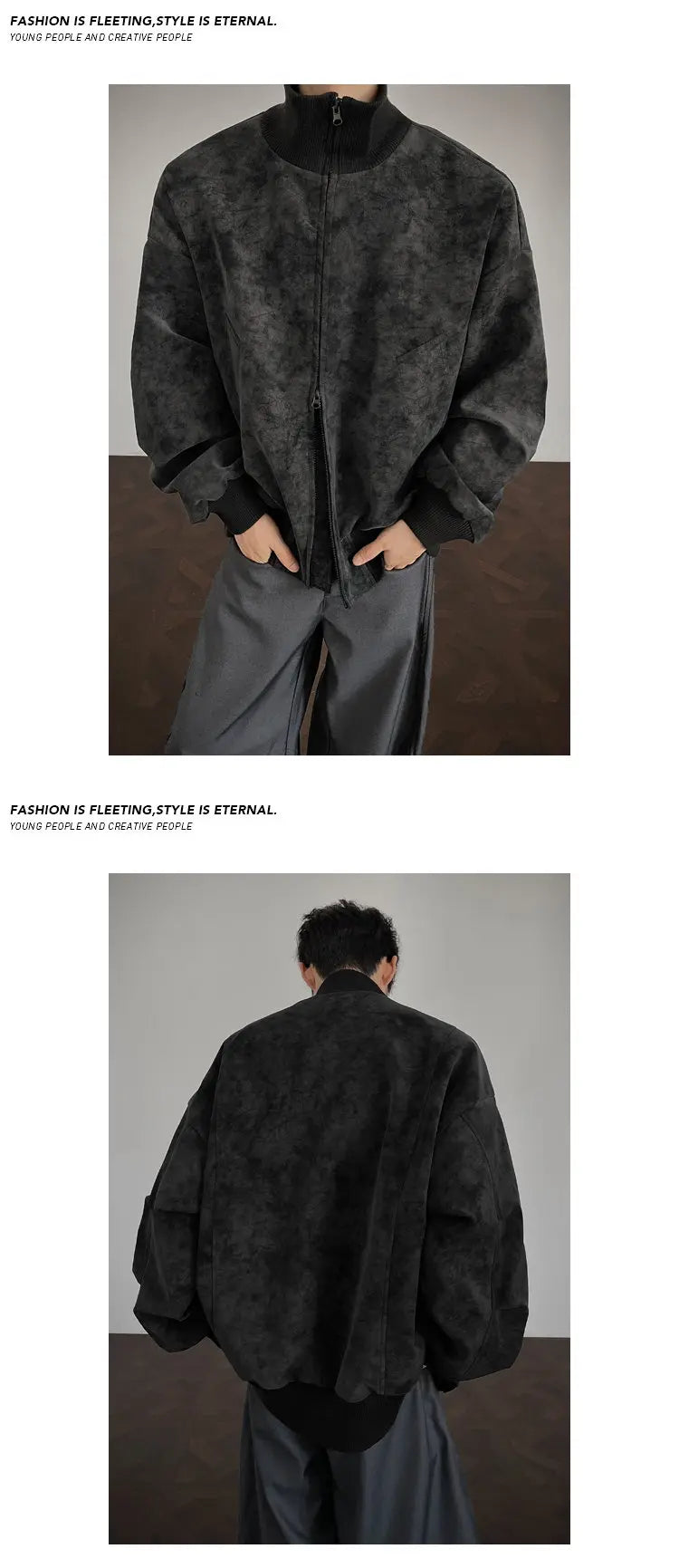 Jacket Men Autumn New Arrival Short Loose Tie Dye Jacket Stand Collar Casual Streetwear Outerwear Bomber