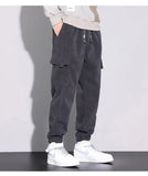 Autumn New Men's Corduroy Cargo Harem Pants Fashion Korean Embroidery Bound Feet Casual Pants Trendy Brand Male Trousers