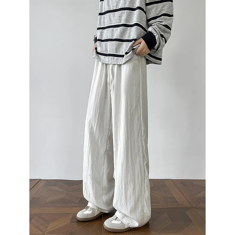 Summer Black Casual Pants Men Fashion Oversized Wide Leg Pants Men Streetwear Hip-hop Loose White Pants Mens Trousers M-3XL
