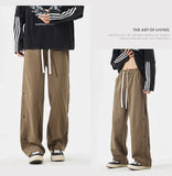 Fashion Men's Baggy Straight Casual Pants Cotton Comfortable Stretch Trousers Sweatpants Joggers Classic Black Khaki Male Clothe