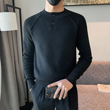 Autumn Winter New Fashion Round Neck Long Sleeve Solid Pullovers Men's Clothing Korean Knitting Simplicity Loose All-match Tops