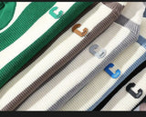 Autumn/Winter Men's Pullover Round Neck Loose Striped Contrast Letter Warm and Thick Casual Fashion Elegant Commuting Knitwear