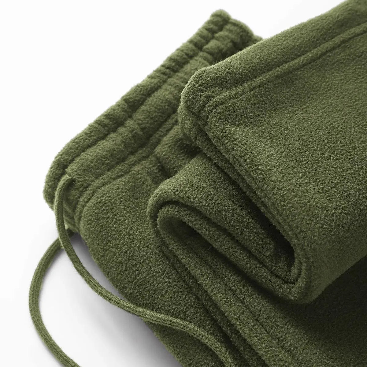 Double-sided Fleece! Retro Military Green Straight-leg Pants Women Loose Thickened Warm Drawstring Casual Wide-leg Pants Men