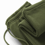 Double-sided Fleece! Retro Military Green Straight-leg Pants Women Loose Thickened Warm Drawstring Casual Wide-leg Pants Men