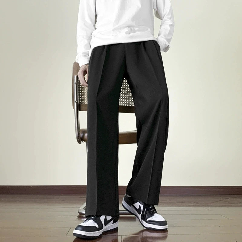 New Fashion Male Suit Pants Light Luxury Draped Cropped Button-down Business Casual Pants Premium Slim-fit Elegant Dress Trouser