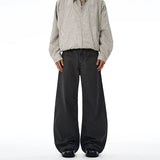 100% Cotton Wide-leg Jeans Men's Autumn Fashion Pocket Design Casual Trousers Loose American High Street Y2K Denim Pants