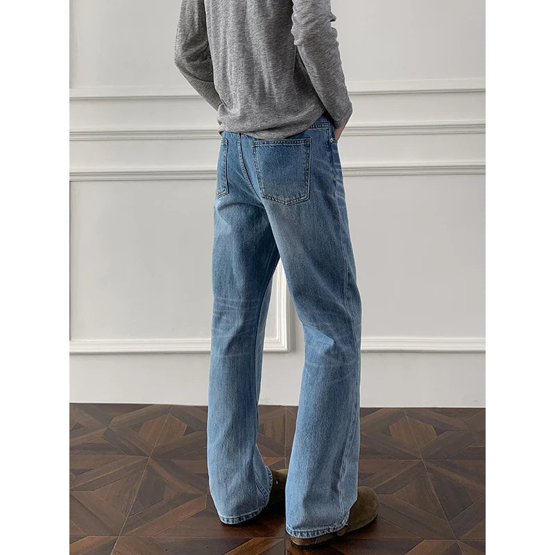 Autumn jeans Mens Classic Straight Leg Jeans Blue Washed Denim Trousers Wholesale Fall Fashion Casual Pants