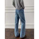 Autumn jeans Mens Classic Straight Leg Jeans Blue Washed Denim Trousers Wholesale Fall Fashion Casual Pants