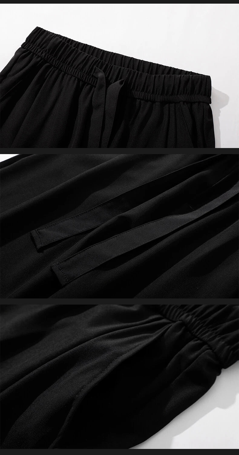 Men's Casual Straight Long Loose Pants Stretch Elastic Waist Jogger Korean Classic Blue Black Gray Male Brand Trousers Plus Size