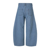 Autumn New Striped Jeans Men's Retro Wash Loose Wide-leg Denim Pants American High Street Fashion Cotton Casual Trousers