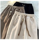 Korean style autumn and winter men and women street personality loose wide leg bound sports pants couple simple casual pants