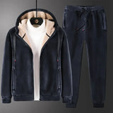 Men Winter Fashion Hoodies+Pants Set Hooded Clothes Plus Size Casual Thick Sportswear Warm Fleece Tracksuit Mens Warm Sets