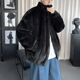New Winter Men's Velvet Jacket Coat Stand Collar Solid Casual Loose Parkas Men Soft Warm Home Wear Clothes