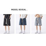 Men New Casual Shorts Male Summer Fashion Straight Leg Five Quarter Loose Fit Denim Pants High Street Wide Leg Baggy Pants