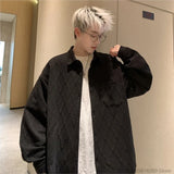 Autumn Winter Geometry Long-sleeved Shirt Men Fashion Social Mens Shirts Korean Loose Casual Blouse Men Oversized 5XL-M