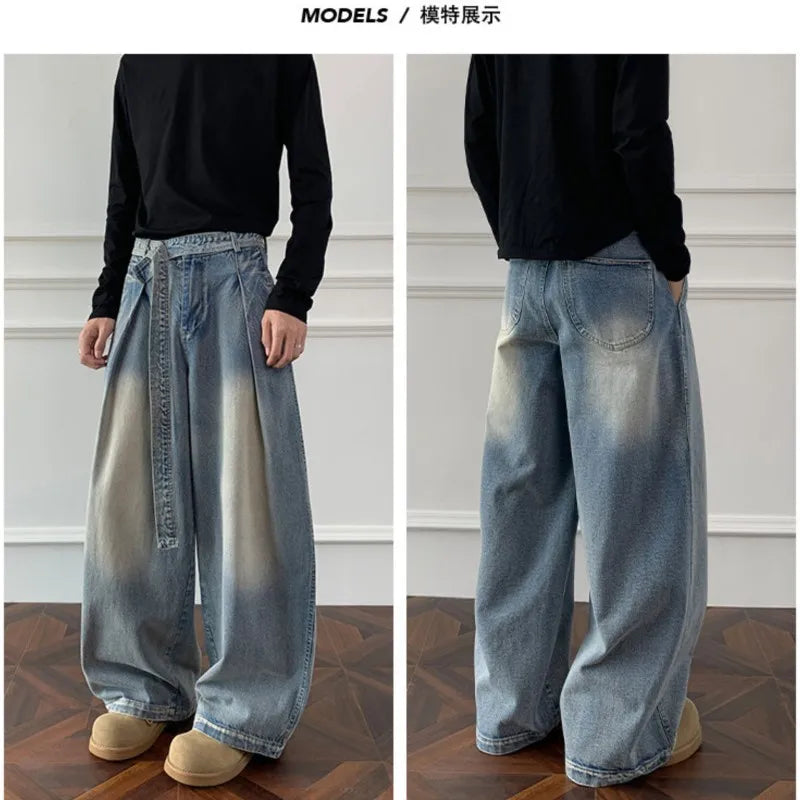 Jeans men Wash Light Blue Relaxed Fit 2025 New Arrival High Quality Distressed Denim Pants Men Streetwear Fashion Youth Casual