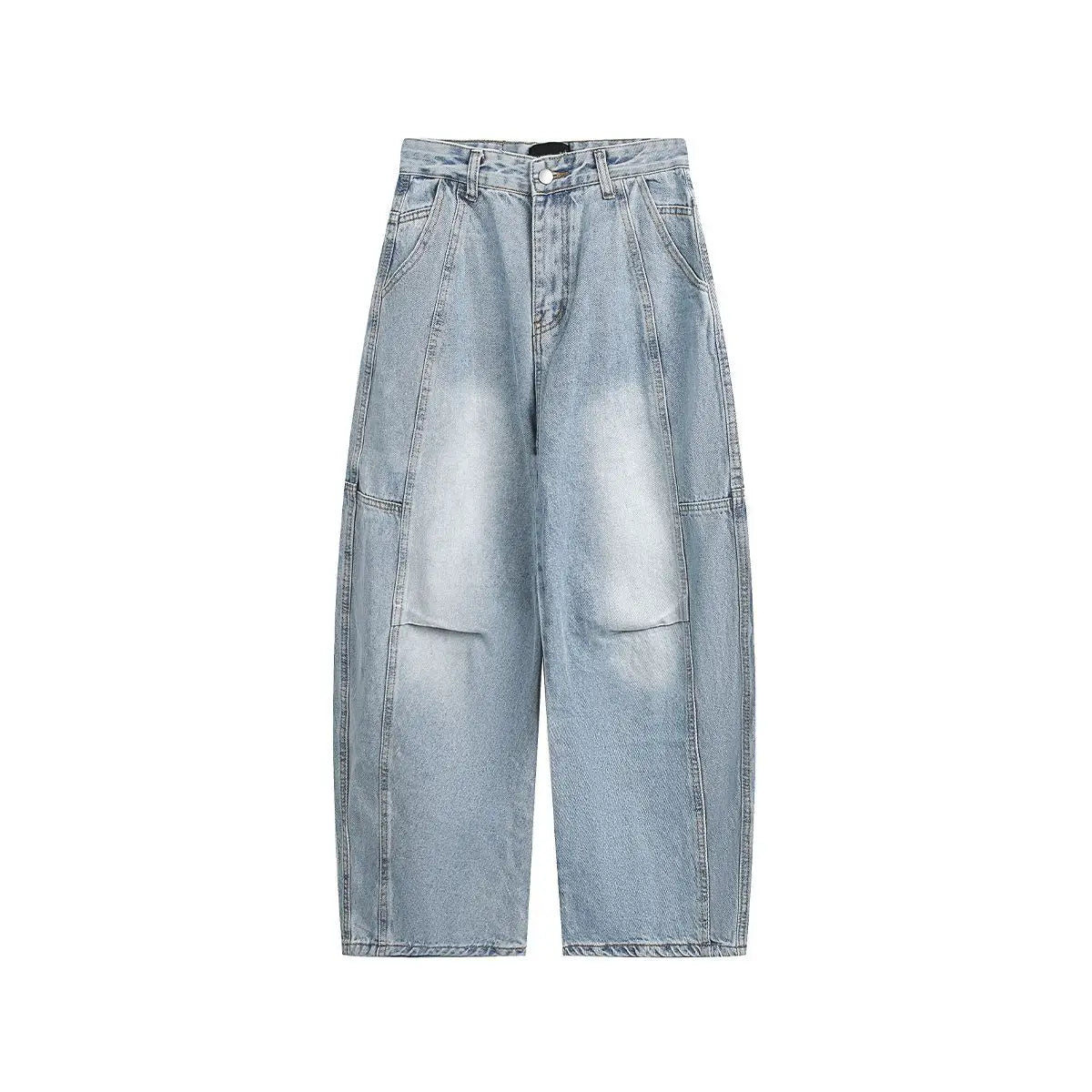 Hip hop personality trend men and women straight leg washed jeans American couple loose retro curved knife casual pants y2k