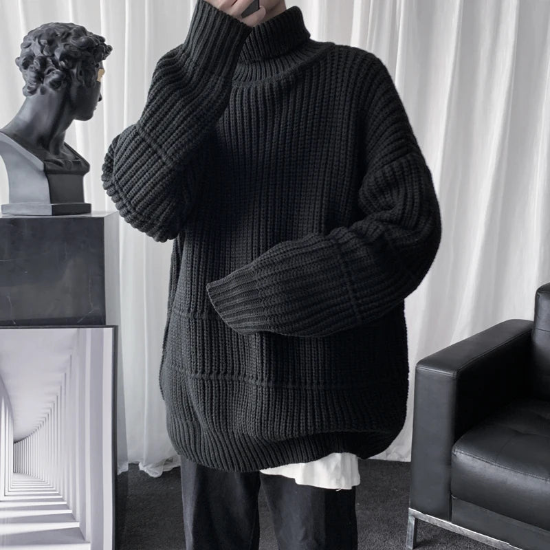 Turtleneck Pullover Men's Long Sleeve Rollneck Sweater Autumn Winter Mens Casual Korean Style Fashion Warm Knitted Sweater