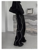 American High Street Style Retro Trend Functional Style Drawstring Loose Sports Wide-leg Trousers Autumn Winter New Style Pants