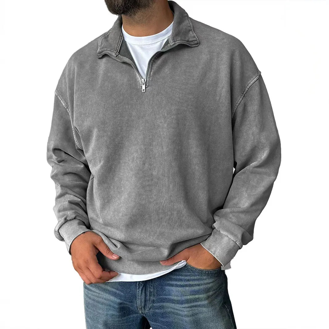 2025 New Autumn Fashion Design Polo Neck Sweatshirts For Men Casua Social Wear Clothes Quality 100% Cotton Tops Mens Sweatshirts