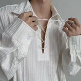 New Men's Casual Blouse Shirt Tops Long Sleeve Tee Shirt Spring Autumn Slanted Placket Vintage Shirts Renaissance Shirt