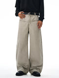 100% Cotton Wide-leg Jeans Men's Autumn Fashion Pocket Design Casual Trousers Loose American High Street Y2K Denim Pants