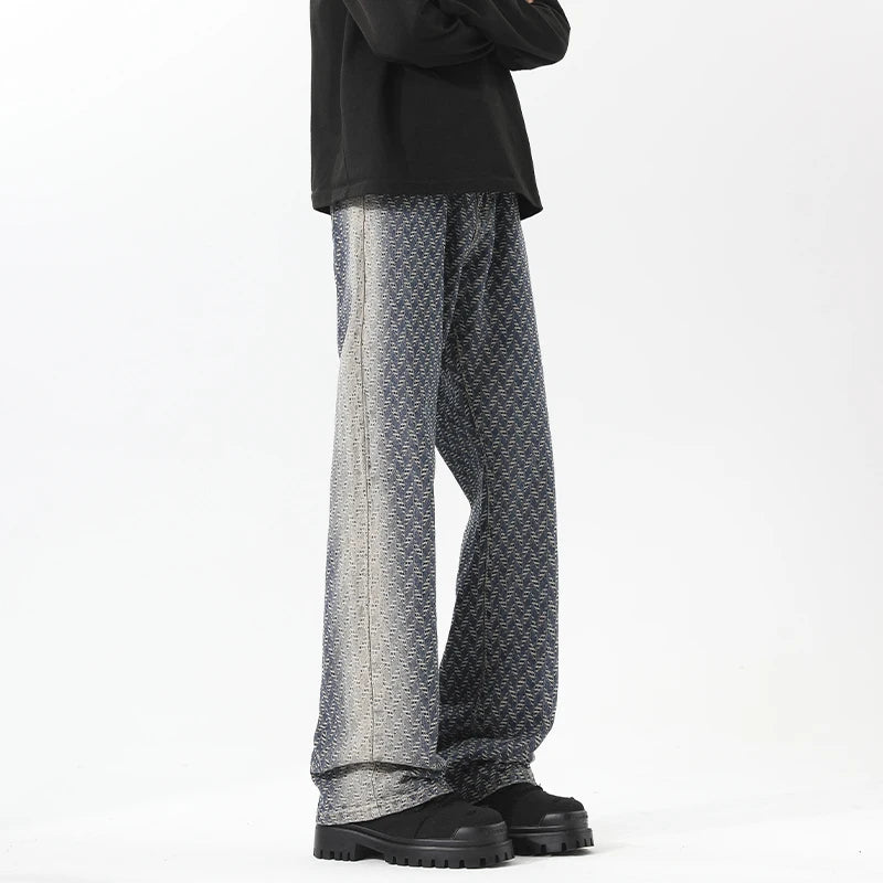 Jeans men New Jacquard Fabric Denim Trousers man Straight Leg Long Pants Autumn Classic Style Casual Jeans for Men Wholesale